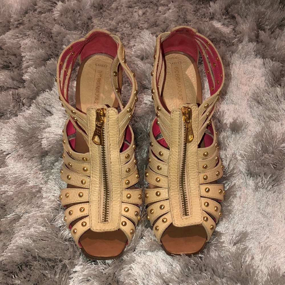 BCBG Max Azria size 6.5 studded beige sandals
